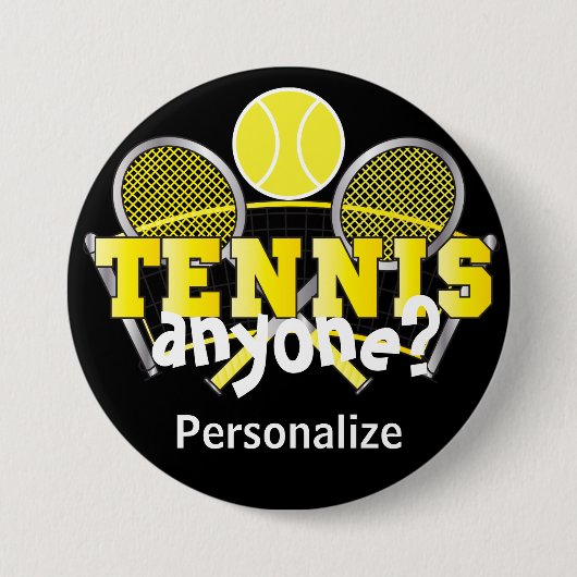 Badge Rond 7,6 Cm Tennis Qui Que Ce Soit ? | jaune (Devant)