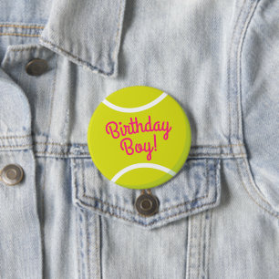 Badge Rond 7,6 Cm Tennis Sports Anniversaire Boy Party rose