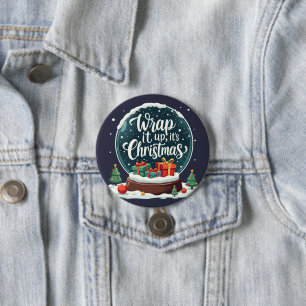 Badge Rond 7,6 Cm Terminer C’est Noël Snow Globe Design