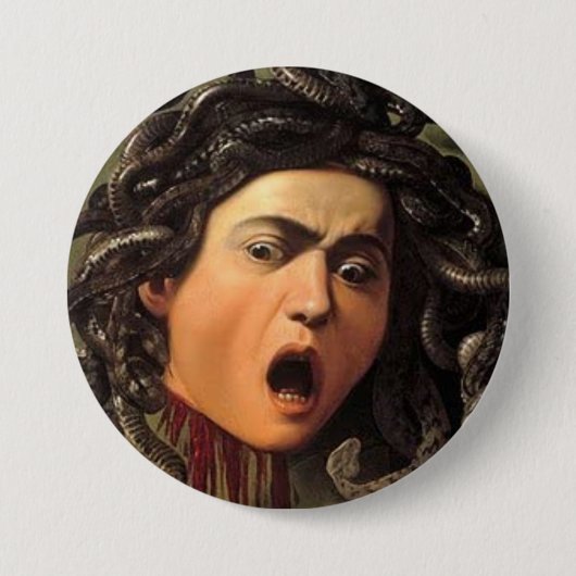 Badge Rond 7,6 Cm Tête De La Méduse Par Caravaggio (Devant)