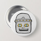 Badge Rond 7,6 Cm Tête de robot argentée amicale (Devant & derrière)