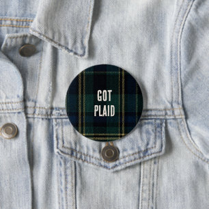 Badge Rond 7,6 Cm Texte drôle Noël Carreaux Tartan Fête de Bureau