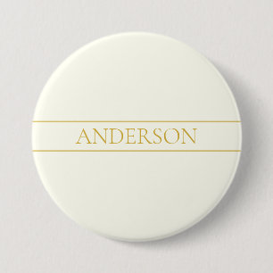 Badge Rond 7,6 Cm Texte personnalisable élégant Or blanc cassé