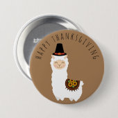 Badge Rond 7,6 Cm Thanksgiving Llama (Devant & derrière)