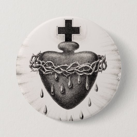 Badge Rond 7,6 Cm The Most Sacred Heart of Jesus Christ (Devant)
