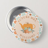 Badge Rond 7,6 Cm Thé Party Citrouille Mariage Futur Mme. (Devant & derrière)