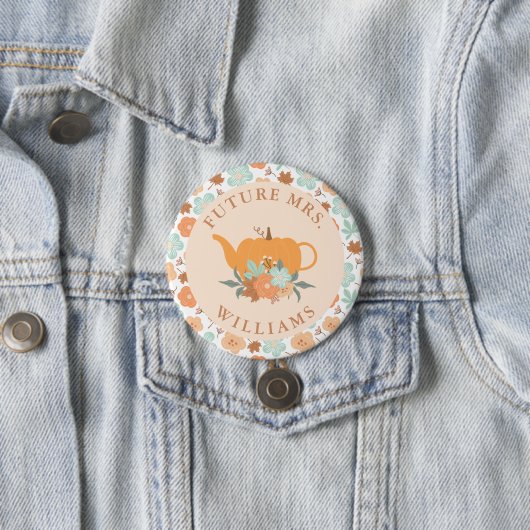 Badge Rond 7,6 Cm Thé Party Citrouille Mariage Futur Mme. (En situation)
