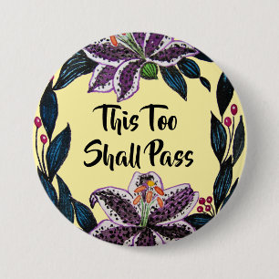 Badge Rond 7,6 Cm "This Too Shop Pass" Aquarelle Lily Wreath
