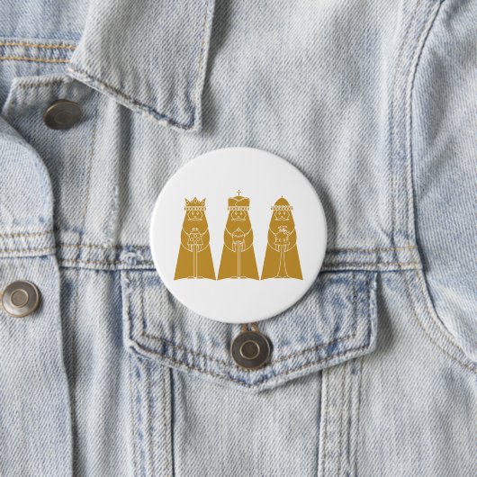 Badge Rond 7,6 Cm Three Wise Men Modern Nativity Kings (En situation)