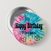 Badge Rond 7,6 Cm Tie Dye fête d'anniversaire (Devant & derrière)