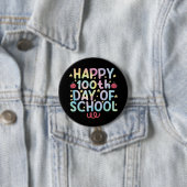 Badge Rond 7,6 Cm Tie Dye Joyeux 100ème Jour De L'Enseignant Étudian (En situation)