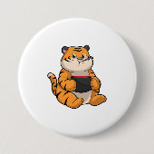 Badge Rond 7,6 Cm Tiger à manger avec Bowl (Devant)