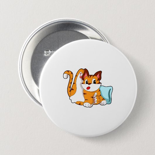 Badge Rond 7,6 Cm Tiger chat avec Coussin (Devant & derrière)