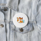 Badge Rond 7,6 Cm Tiger chat avec Coussin (En situation)