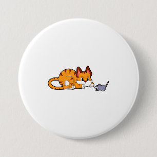 Badge Rond 7,6 Cm Tiger chat avec souris