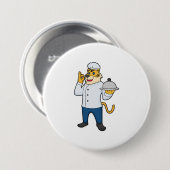 Badge Rond 7,6 Cm Tiger Cook Chef hat Platter (Devant & derrière)