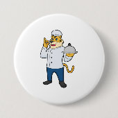 Badge Rond 7,6 Cm Tiger Cook Chef hat Platter (Devant)