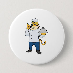 Badge Rond 7,6 Cm Tiger Cook Chef hat Platter