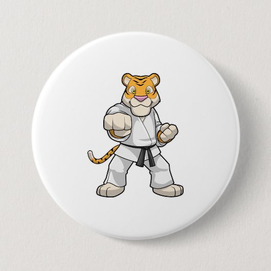 Badge Rond 7,6 Cm Tiger dans les arts martiaux Karate (Devant)