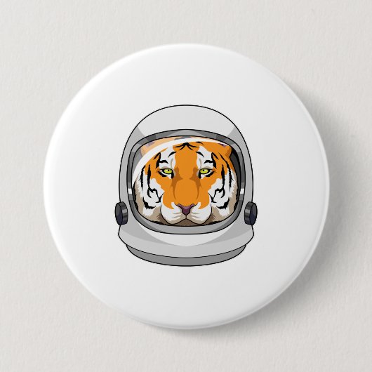 Badge Rond 7,6 Cm Tiger en astronaute avec casque (Devant)