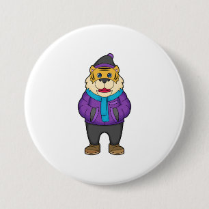 Badge Rond 7,6 Cm Tiger Scarf Beanie