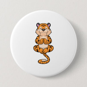 Badge Rond 7,6 Cm Tigre au Yoga Fitness