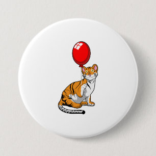 Badge Rond 7,6 Cm Tigre avec ballon