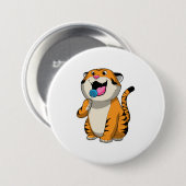 Badge Rond 7,6 Cm Tigre avec Lollipop (Devant & derrière)
