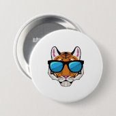 Badge Rond 7,6 Cm Tigre avec lunettes de soleil (Devant & derrière)