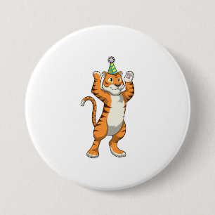 Badge Rond 7,6 Cm Tigre avec parti casquette