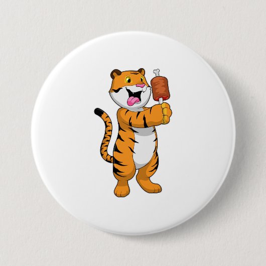 Badge Rond 7,6 Cm Tigre avec viande (Devant)