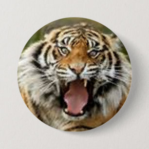 Badge Rond 7,6 Cm Tigre du Bengale en pleine rage design de boutons