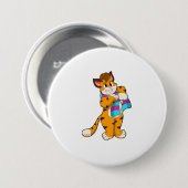 Badge Rond 7,6 Cm Tigre en hiver avec Écharpe (Devant & derrière)