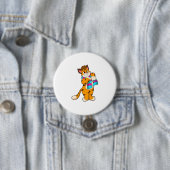 Badge Rond 7,6 Cm Tigre en hiver avec Écharpe (En situation)
