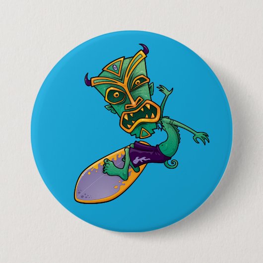 Badge Rond 7,6 Cm Tiki Surfer (Devant)