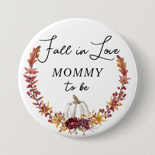 Badge Rond 7,6 Cm Tomber dans l'amour Citrouille blanc maman pour êt