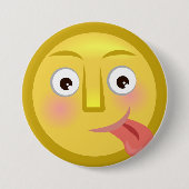 Badge Rond 7,6 Cm Tongue Out Emoji Funny Goofy Face (Devant)