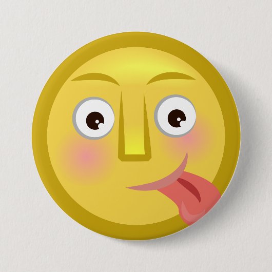 Badge Rond 7,6 Cm Tongue Out Emoji Funny Goofy Face (Devant)