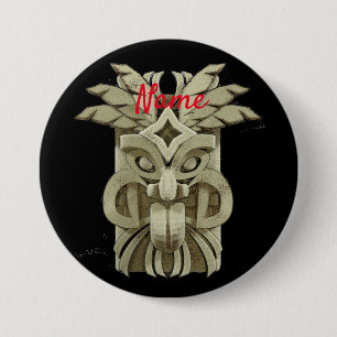 Badge Rond 7,6 Cm Tonnerre sculpté Tiki