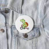 Badge Rond 7,6 Cm Tortue à vélo (En situation)