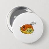 Badge Rond 7,6 Cm Tortue avec coquille comme maison (Devant & derrière)