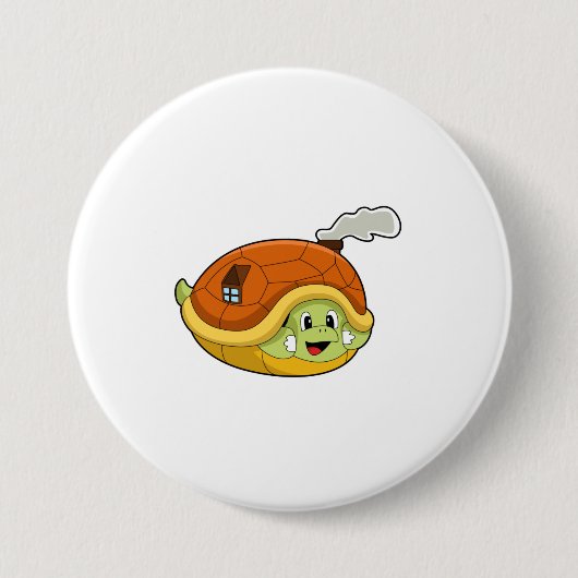 Badge Rond 7,6 Cm Tortue avec coquille comme maison (Devant)