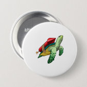 Badge Rond 7,6 Cm Tortue avec fusée (Devant & derrière)