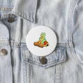Badge Rond 7,6 Cm Tortue avec Pizza (En situation)