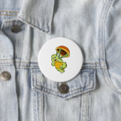 Badge Rond 7,6 Cm Tortue avec Shell en tant que Skydiver (En situation)