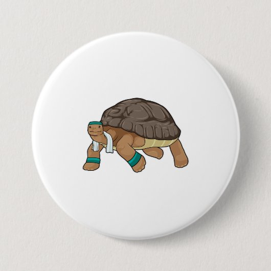 Badge Rond 7,6 Cm Tortue comme coureur avec serviette (Devant)