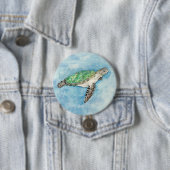 Badge Rond 7,6 Cm Tortue de mer (En situation)