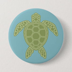 Badge Rond 7,6 Cm Tortue de mer verte