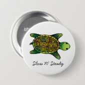 Badge Rond 7,6 Cm Tortue d'encre vert aquarelle (Devant & derrière)