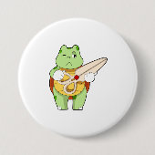 Badge Rond 7,6 Cm Tortue en coiffeur avec ciseaux (Devant)
